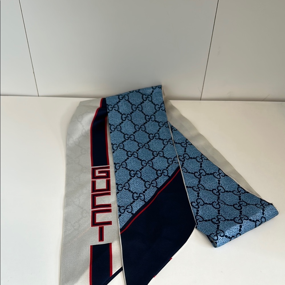 Blue and White Monogram Twilly